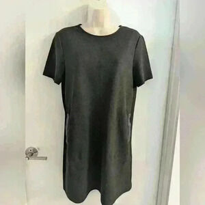 Zara Black Shift Dress with Faux Leather Pockets Size S
